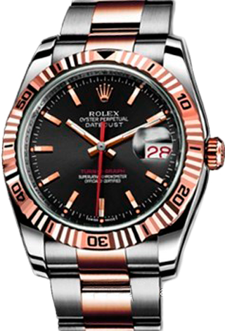 Rolex Архив Rolex Turn-O-Graph 36mm Steel and Everose Gold 116261 Black